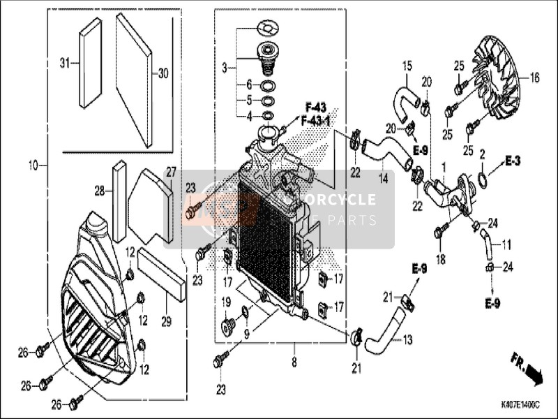 19154K40F00, Alfombrilla B,  Cubierta, Honda, 1